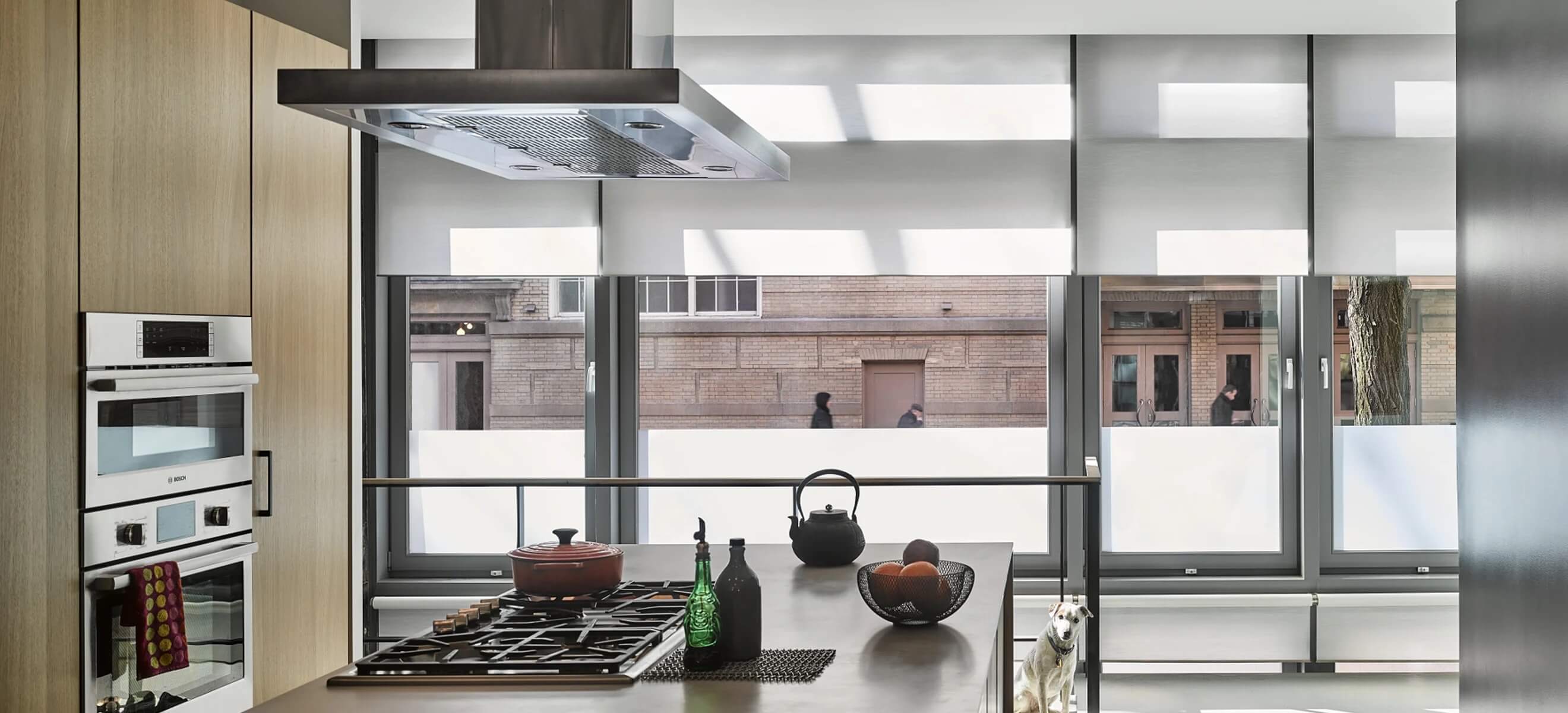 Palladiom Shading System - Automated Blinds in Modern Kitchen